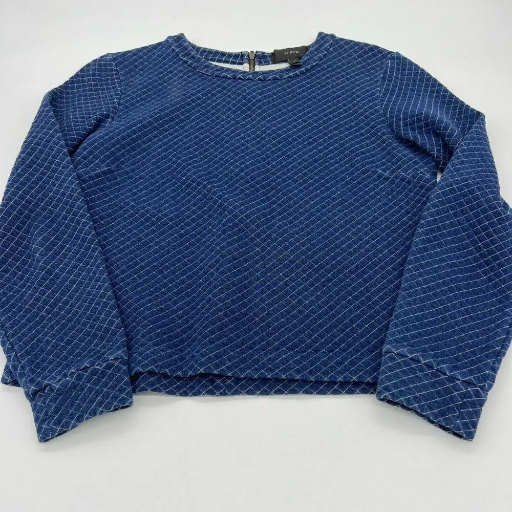 J.CREW Quilted Cropped Sweatshirt Blue XS